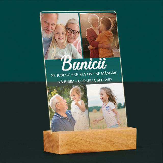 Colaj De Fotografii: Dragi Bunici - Imprimare Pe Sticlă Acrilică (Verticală)