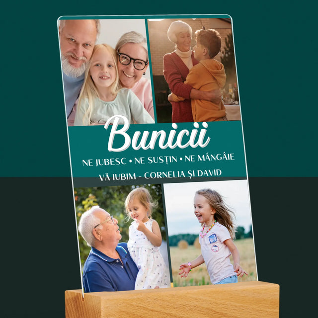 Colaj De Fotografii: Dragi Bunici - Imprimare Pe Sticlă Acrilică (Verticală)
