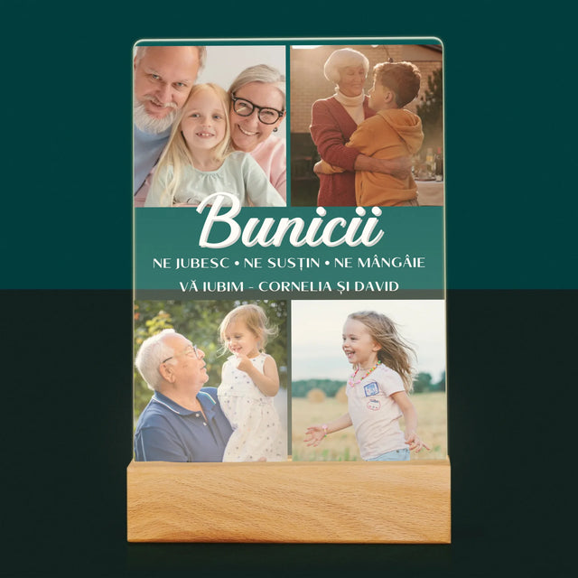 Colaj De Fotografii: Dragi Bunici - Imprimare Pe Sticlă Acrilică (Verticală)