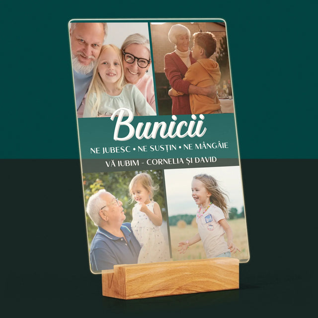 Colaj De Fotografii: Dragi Bunici - Imprimare Pe Sticlă Acrilică (Verticală)