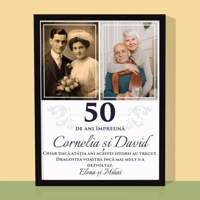 Colaj De Fotografii: Ani De Zile Împreună - Imprimare Cu Ramă 30X40 (Verticală)