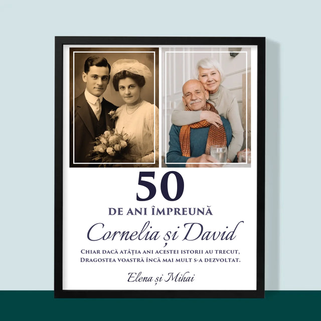 Colaj De Fotografii: Ani De Zile Împreună - Imprimare Cu Ramă 30X40 (Verticală)