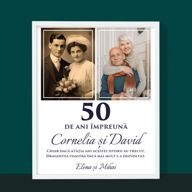 Colaj De Fotografii: Ani De Zile Împreună - Imprimare Cu Ramă 30X40 (Verticală)