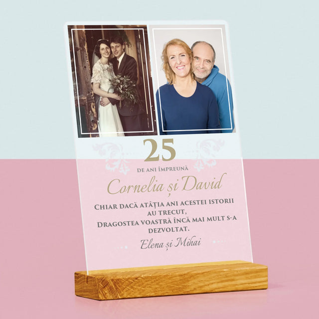 Colaj De Fotografii: 25 De Ani Împreună - Imprimare Pe Sticlă Acrilică (Verticală)