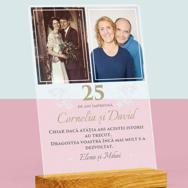 Colaj De Fotografii: 25 De Ani Împreună - Imprimare Pe Sticlă Acrilică (Verticală)