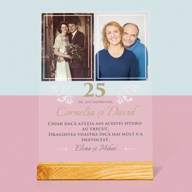 Colaj De Fotografii: 25 De Ani Împreună - Imprimare Pe Sticlă Acrilică (Verticală)