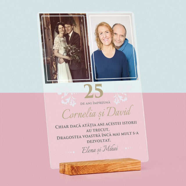 Colaj De Fotografii: 25 De Ani Împreună - Imprimare Pe Sticlă Acrilică (Verticală)
