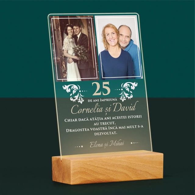 Colaj De Fotografii: 25 De Ani Împreună - Imprimare Pe Sticlă Acrilică (Verticală)