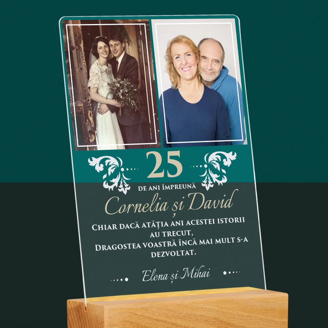 Colaj De Fotografii: 25 De Ani Împreună - Imprimare Pe Sticlă Acrilică (Verticală)