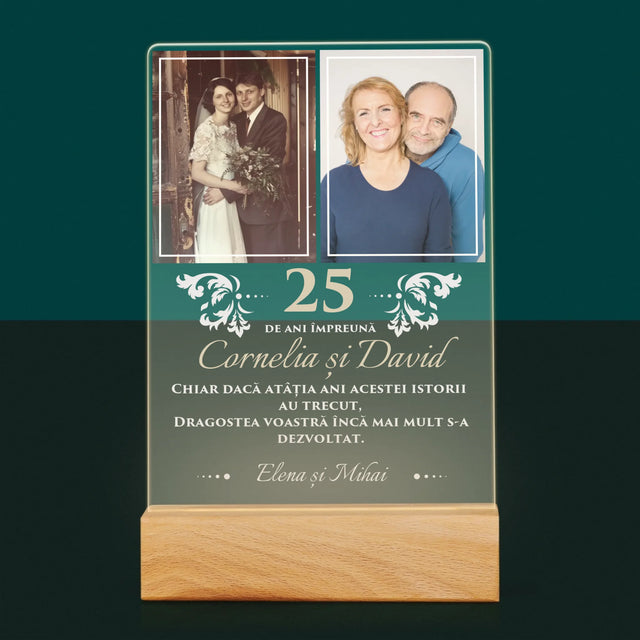 Colaj De Fotografii: 25 De Ani Împreună - Imprimare Pe Sticlă Acrilică (Verticală)