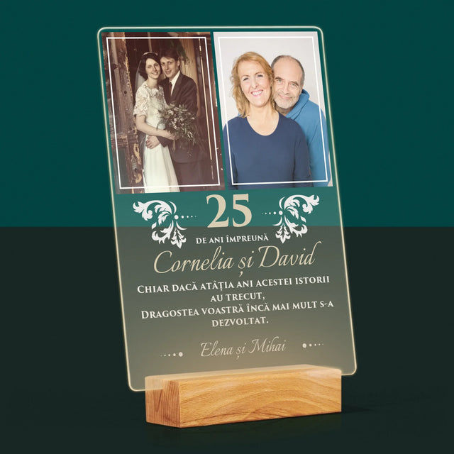 Colaj De Fotografii: 25 De Ani Împreună - Imprimare Pe Sticlă Acrilică (Verticală)