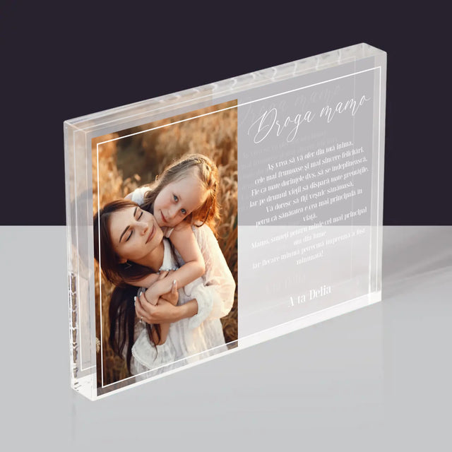Fotografie Si Semnătură: Dragă Mamă - Bloc Acrilic