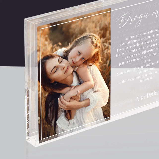 Fotografie Si Semnătură: Dragă Mamă - Bloc Acrilic