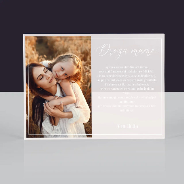 Fotografie Si Semnătură: Dragă Mamă - Bloc Acrilic