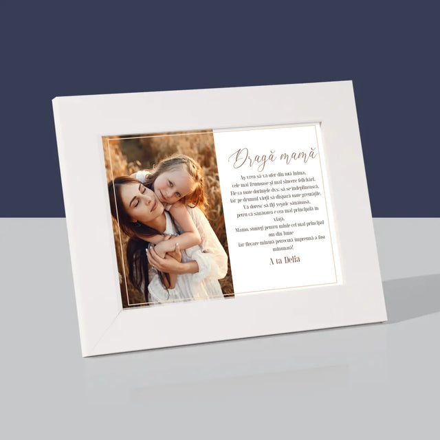 Fotografie Si Semnătură: Dragă Mamă - Ramă Pentru Fotografii (Verticală)
