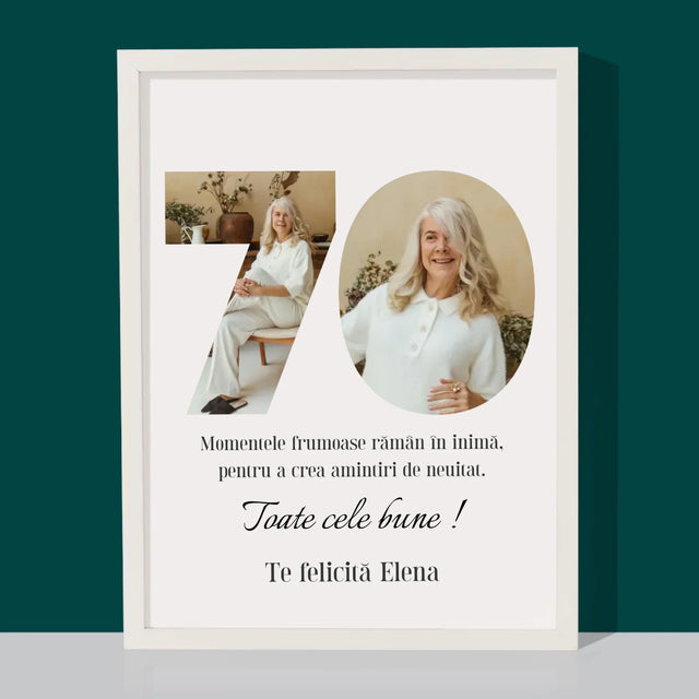 Cuvânt Din Fotografii: 70 Zi De Naștere - Imprimare Cu Ramă 30X40 (Verticală)