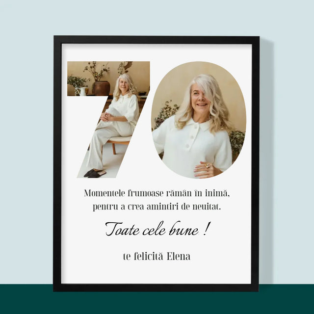 Cuvânt Din Fotografii: 70 Zi De Naștere - Imprimare Cu Ramă 30X40 (Verticală)
