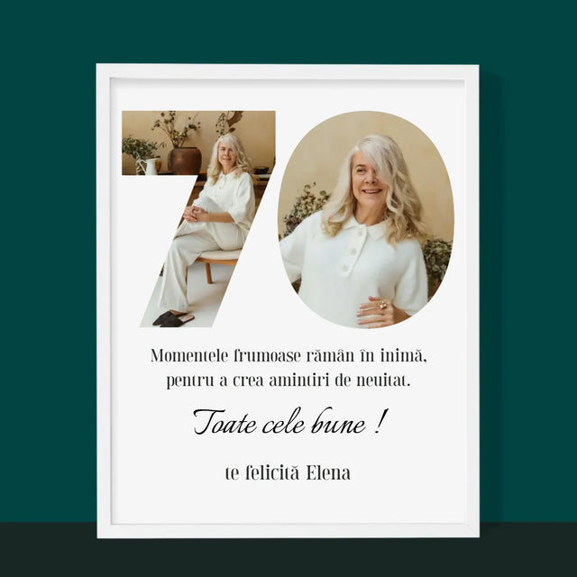 Cuvânt Din Fotografii: 70 Zi De Naștere - Imprimare Cu Ramă 30X40 (Verticală)