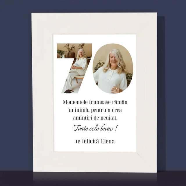 Cuvânt Din Fotografii: 70 Zi De Naștere - Ramă Pentru Fotografii (Horizontală)