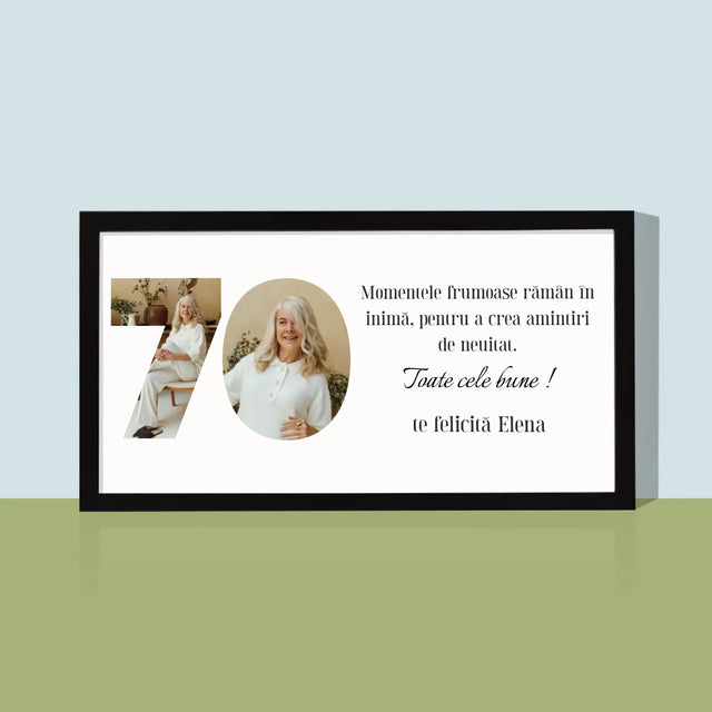 Cuvânt Din Fotografii: 70 Zi De Naștere - Imprimare Cu Ramă 20X40 (Horizontală)