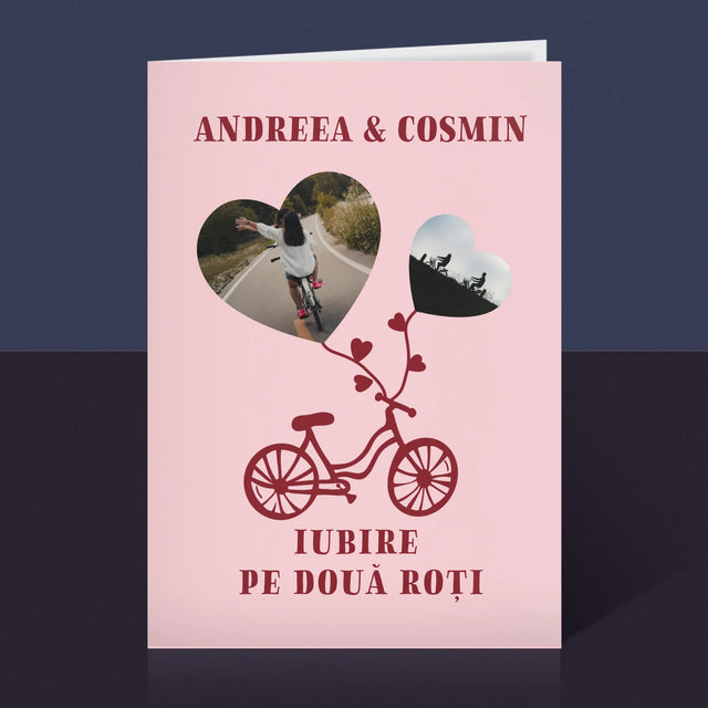 Colaj De Fotografii: Iubire Pe Două Roți - Card Cu Felicitări