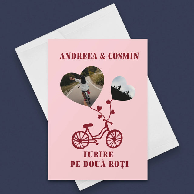 Colaj De Fotografii: Iubire Pe Două Roți - Card Cu Felicitări