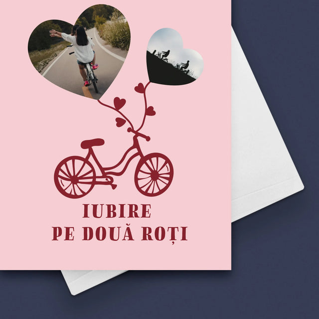 Colaj De Fotografii: Iubire Pe Două Roți - Card Cu Felicitări