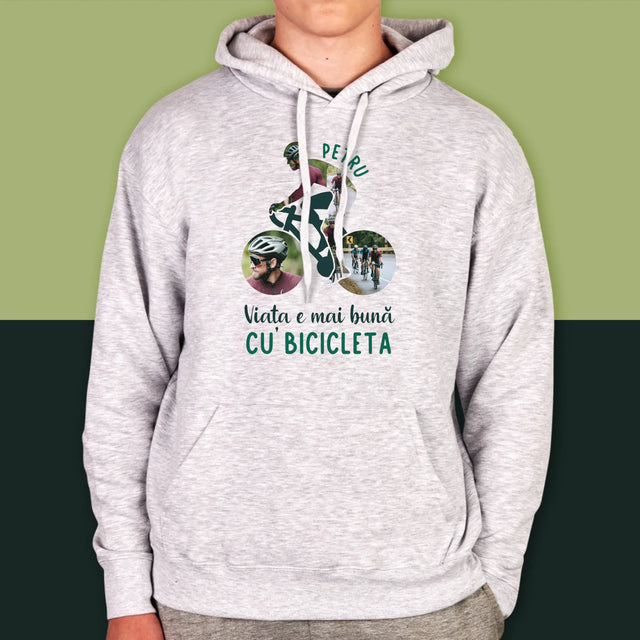 Formă Din Fotografii: Viața E Mai Bună Cu Bicicleta - Hanorac Cu Glugă Pentru Bărbați