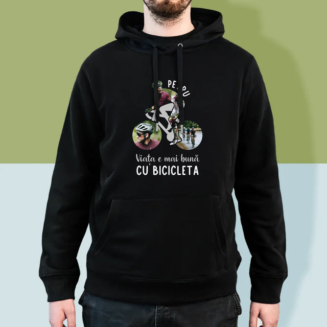 Formă Din Fotografii: Viața E Mai Bună Cu Bicicleta - Hanorac Cu Glugă Pentru Bărbați