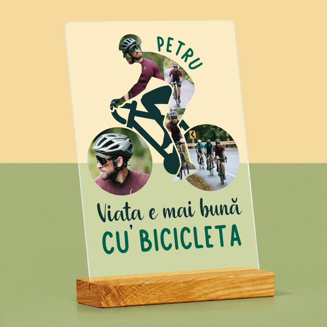 Formă Din Fotografii: Viața E Mai Bună Cu Bicicleta - Imprimare Pe Sticlă Acrilică (Verticală)