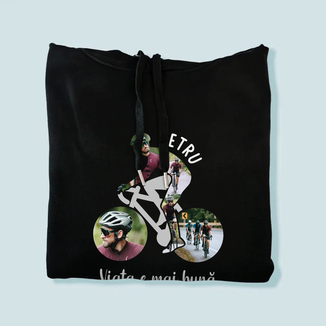 Formă Din Fotografii: Viața E Mai Bună Cu Bicicleta - Hanorac Cu Glugă Pentru Bărbați