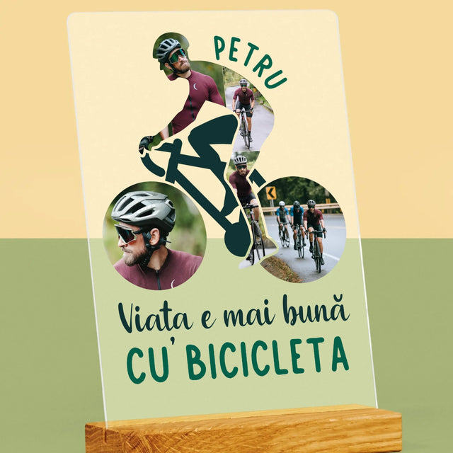 Formă Din Fotografii: Viața E Mai Bună Cu Bicicleta - Imprimare Pe Sticlă Acrilică (Verticală)