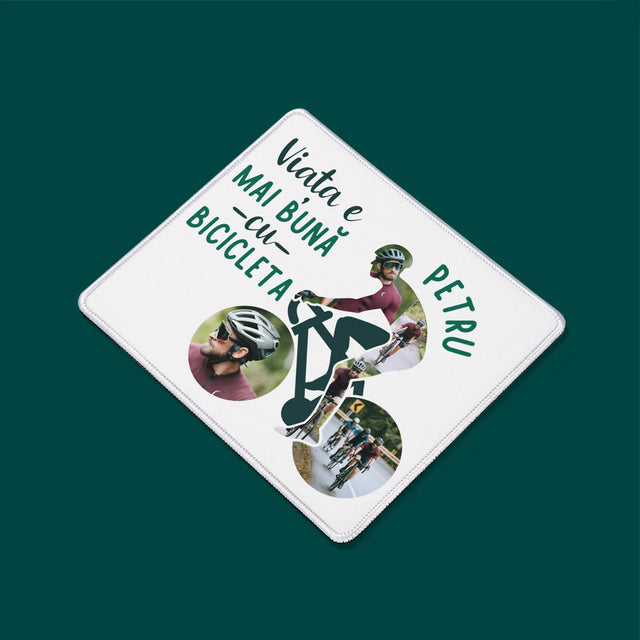 Formă Din Fotografii: Viața E Mai Bună Cu Bicicleta - Mouse Pad