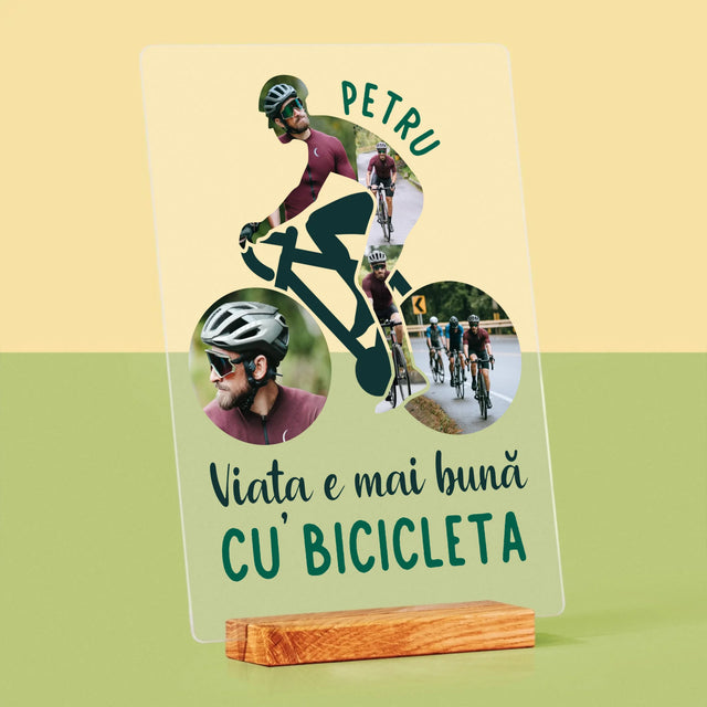 Formă Din Fotografii: Viața E Mai Bună Cu Bicicleta - Imprimare Pe Sticlă Acrilică (Verticală)