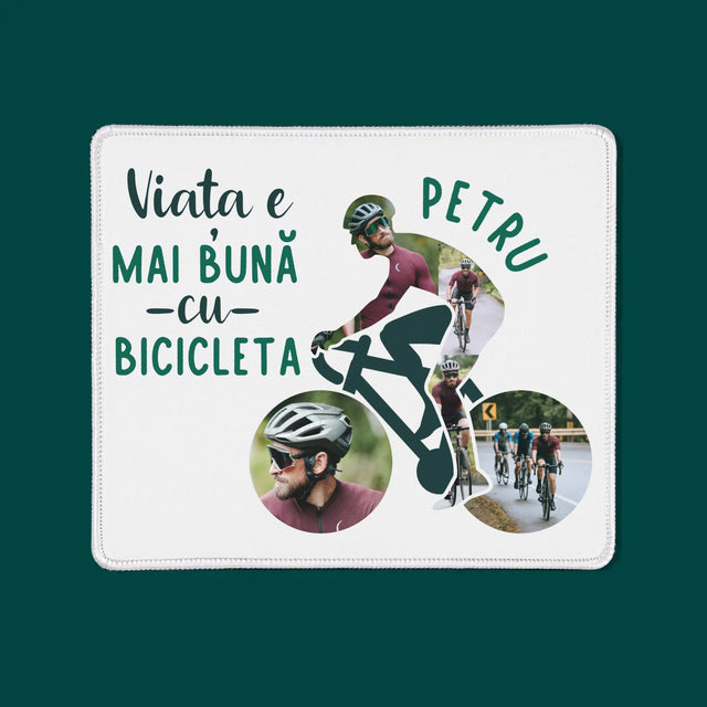 Formă Din Fotografii: Viața E Mai Bună Cu Bicicleta - Mouse Pad