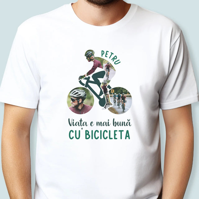 Formă Din Fotografii: Viața E Mai Bună Cu Bicicleta - Tricou Pentru Bărbați