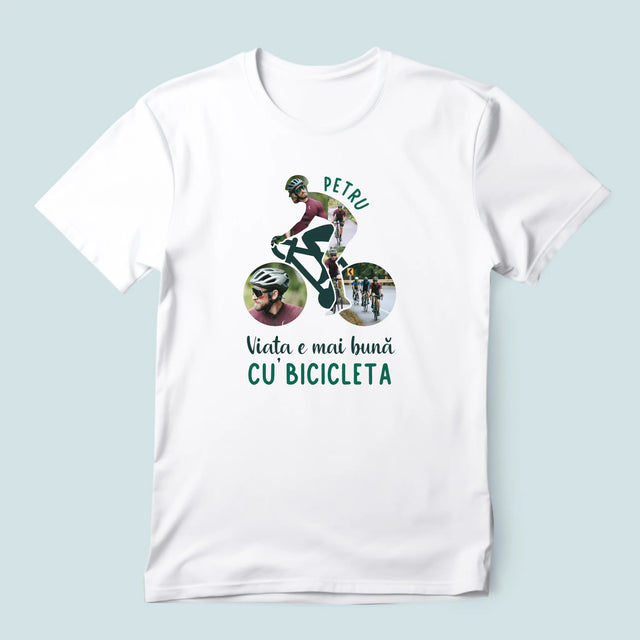 Formă Din Fotografii: Viața E Mai Bună Cu Bicicleta - Tricou Pentru Bărbați