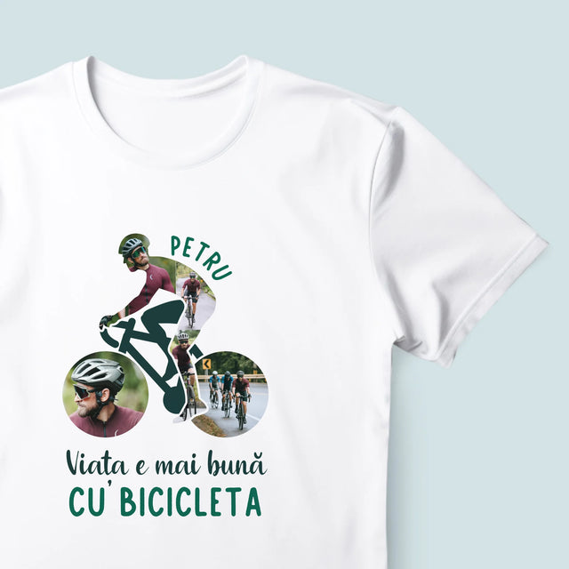 Formă Din Fotografii: Viața E Mai Bună Cu Bicicleta - Tricou Pentru Bărbați