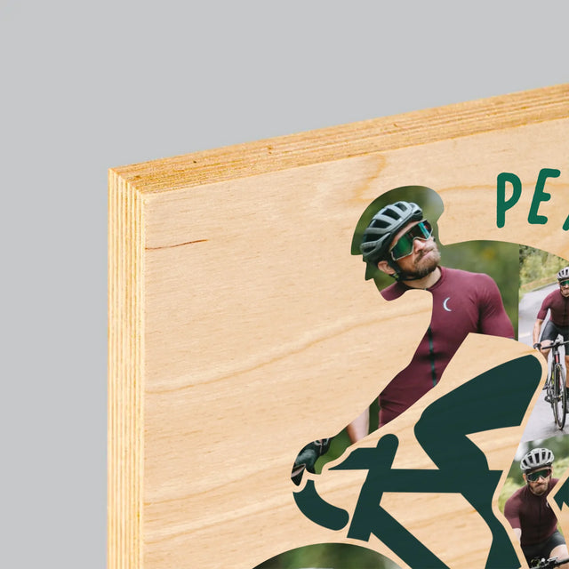 Formă Din Fotografii: Viața E Mai Bună Cu Bicicleta - Imprimare Pe Lemn ( Verticală)