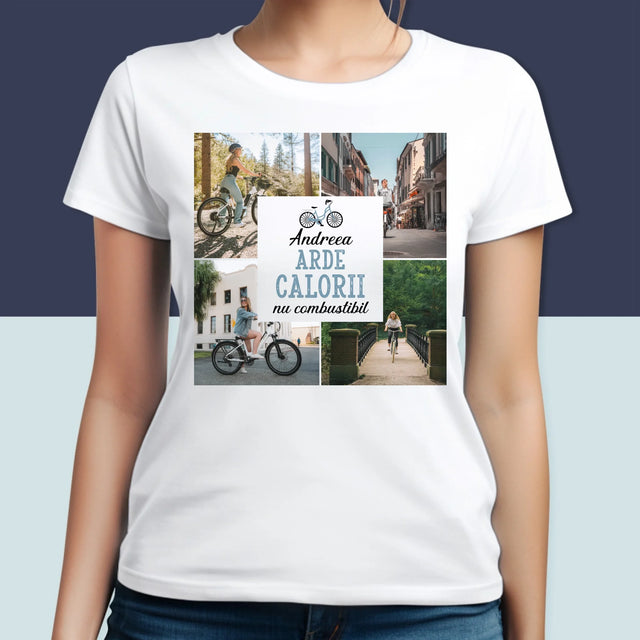 Colaj De Fotografii: Arde Calorii, Dar Nu Combustibil - Tricou Pentru Femei