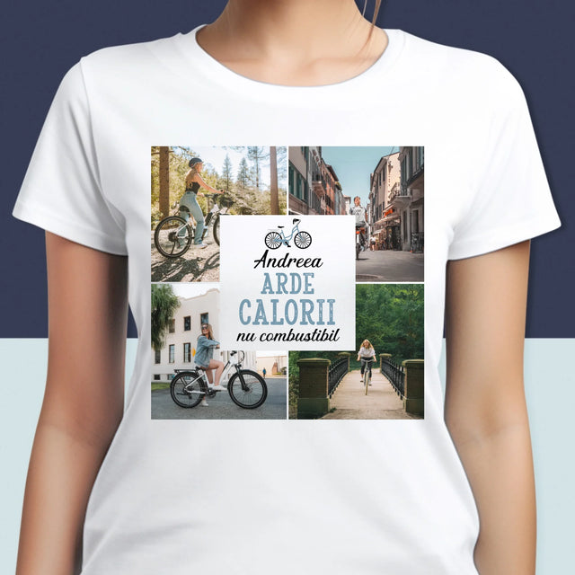 Colaj De Fotografii: Arde Calorii, Dar Nu Combustibil - Tricou Pentru Femei
