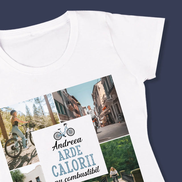 Colaj De Fotografii: Arde Calorii, Dar Nu Combustibil - Tricou Pentru Femei