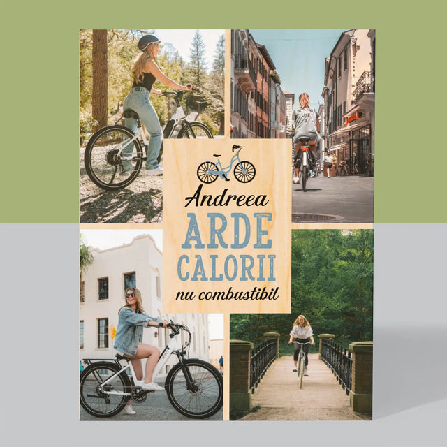 Colaj De Fotografii: Arde Calorii, Dar Nu Combustibil - Imprimare Pe Lemn ( Verticală)