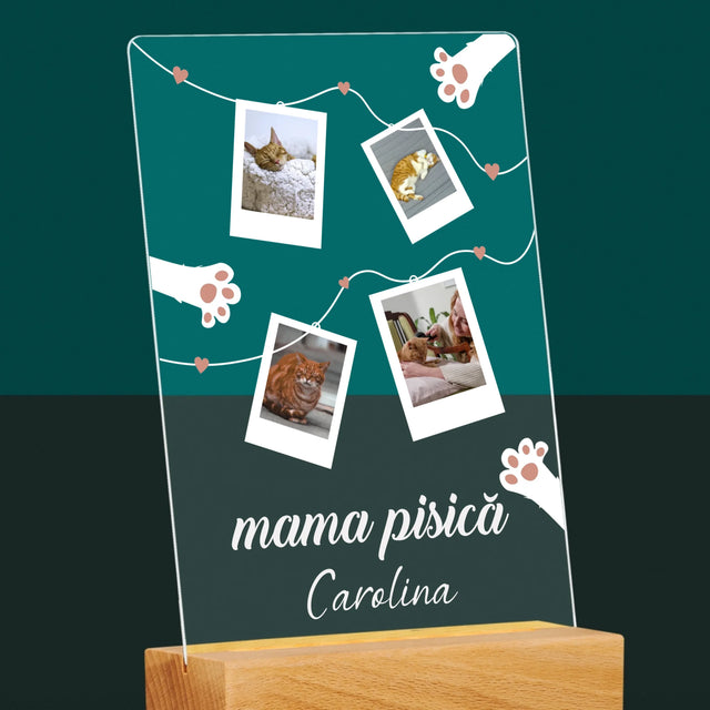 Colaj De Fotografii: Mama Pisică Polaroid - Imprimare Pe Sticlă Acrilică (Verticală)