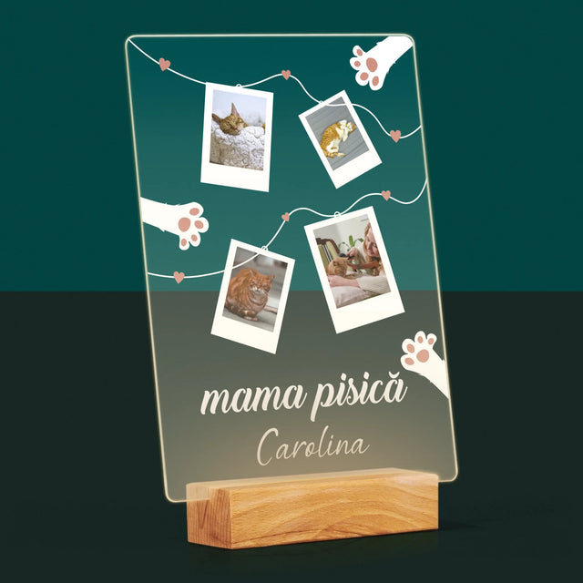 Colaj De Fotografii: Mama Pisică Polaroid - Imprimare Pe Sticlă Acrilică (Verticală)