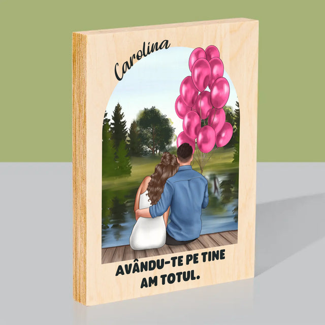 Creator De Personaj: Ea Și El - Imprimare Pe Lemn ( Verticală)