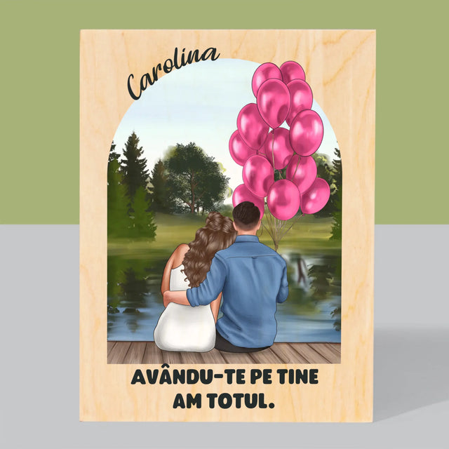 Creator De Personaj: Ea Și El - Imprimare Pe Lemn ( Verticală)