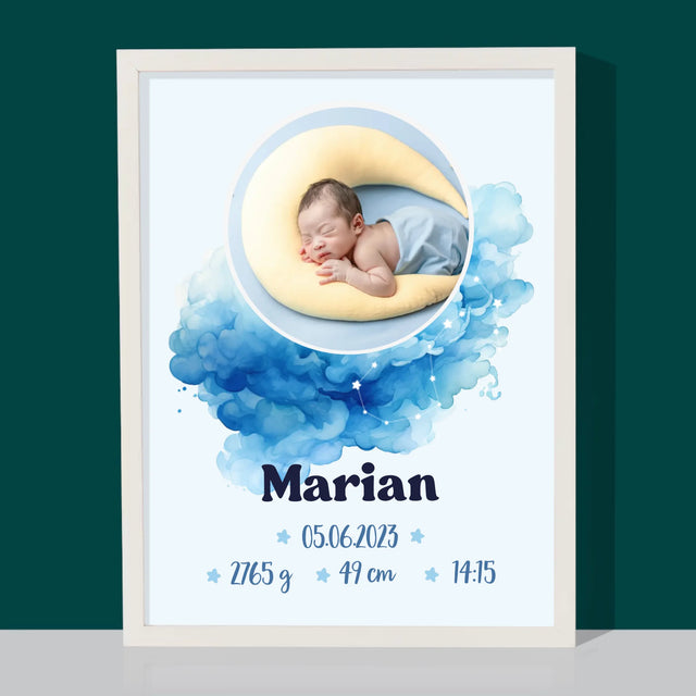 Certificat De Naștere: Zodiac Baiat - Imprimare Cu Ramă 30X40 (Verticală)