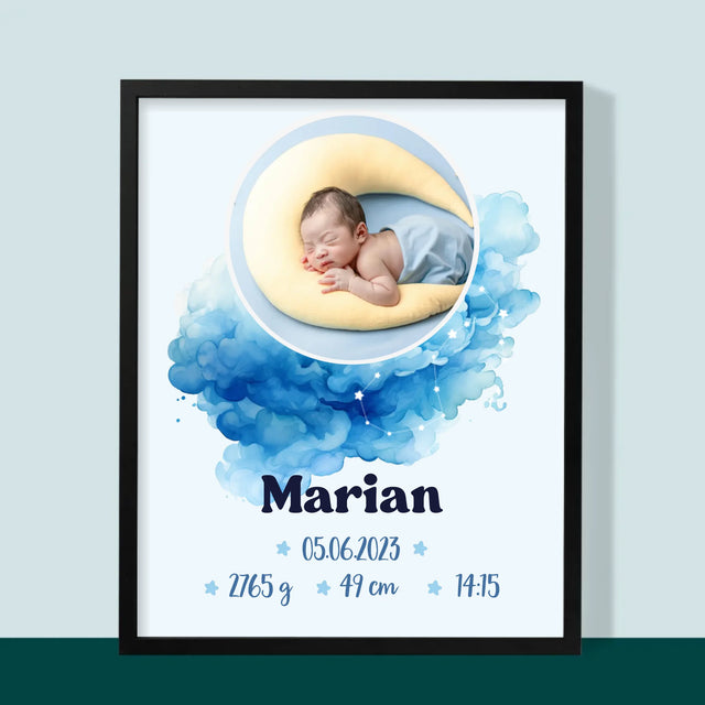 Certificat De Naștere: Zodiac Baiat - Imprimare Cu Ramă 30X40 (Verticală)