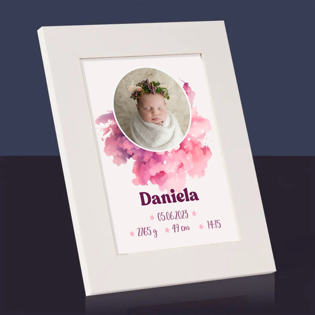 Certificat De Naștere: Zodiac Fetiță - Ramă Pentru Fotografii (Horizontală)